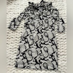 Gretchen Scott Designs Black and White Paisley Midi Dress